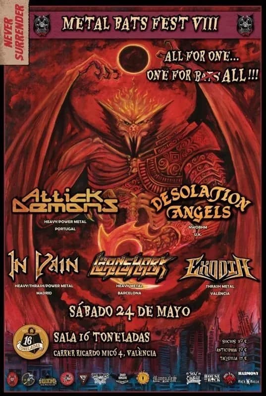METAL BATS FEST VIII: DESOLATION ANGELS + ATTICK DEMONS + LÖANSHARK + IN VAIN + EXODIA