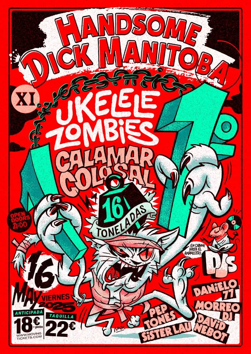 11 ANIVERSARIO: HANDSOME DICK MANITOBA + UKELELE ZOMBIES + CALAMAR COLOSAL