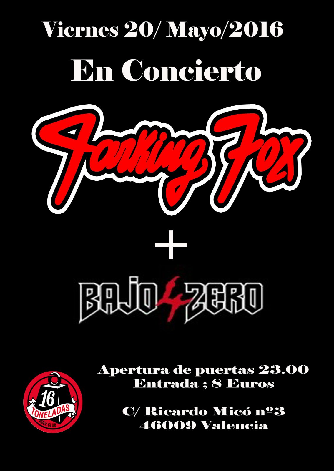 20-V-CARTEL PRKING FOX+4 BAJO ZERO