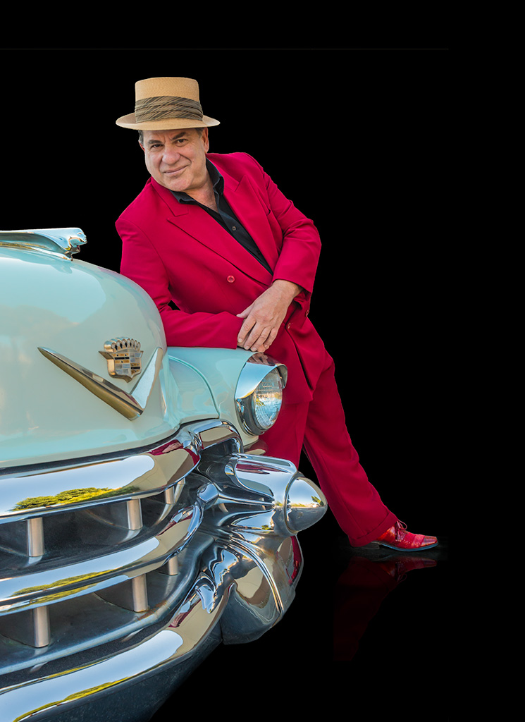 Musician Mitch Woods and his 1953 Cadillac